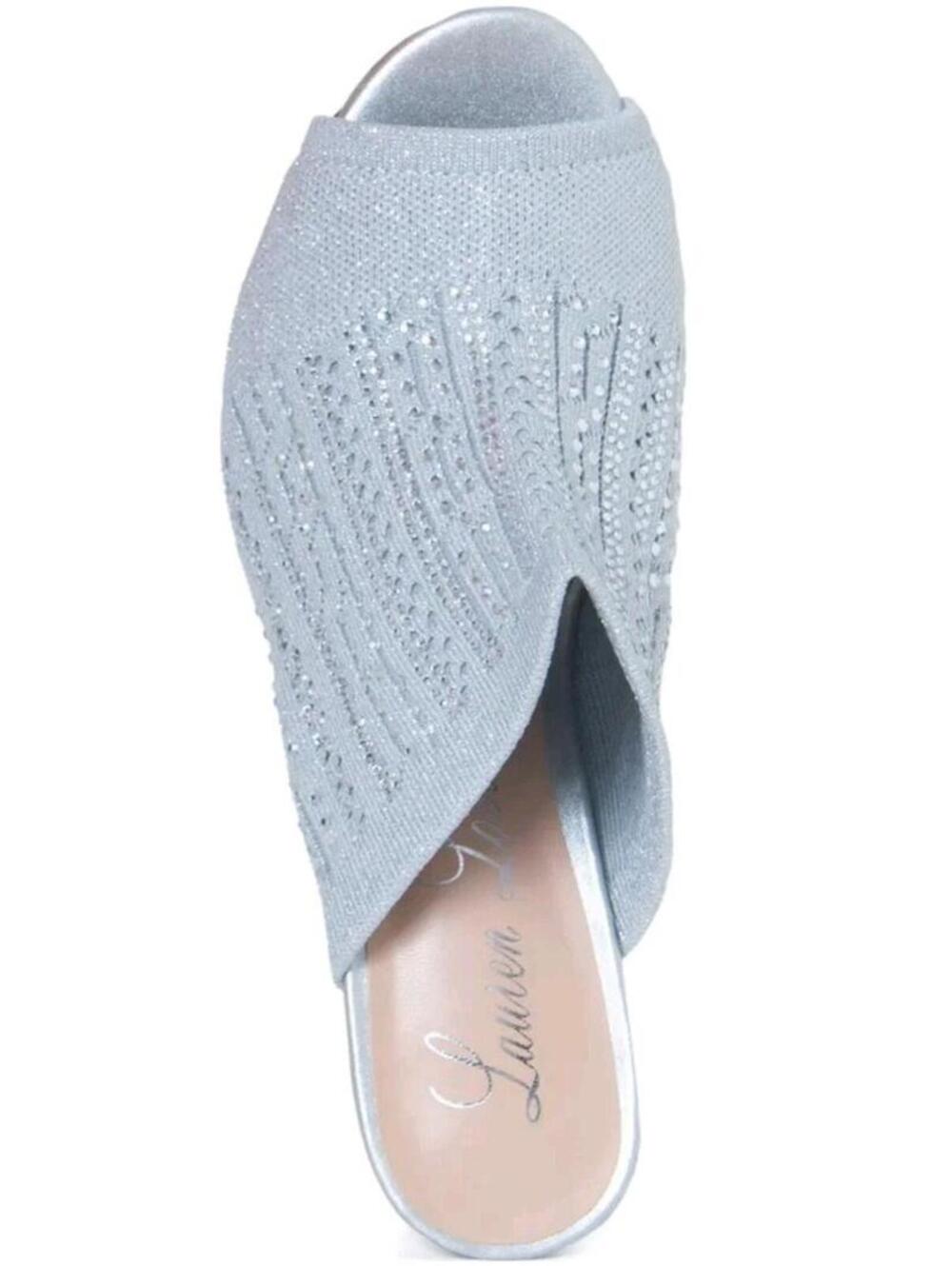Lauren Lorraine Silver Martha  Wedge Stretch Women Size 10 Wedding Dance NEW